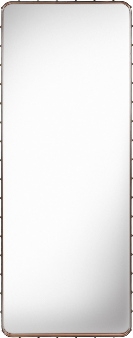 Adnet Rectangular Mirror Large tan leather Gubi