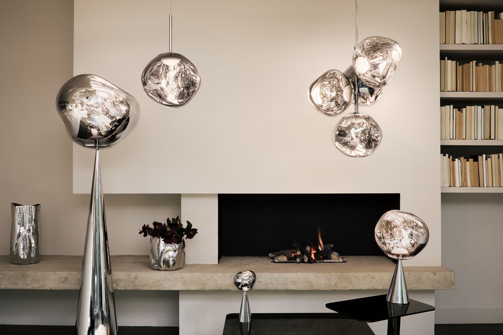 Melt Cone Fat Table lamp silver - opal Tom Dixon