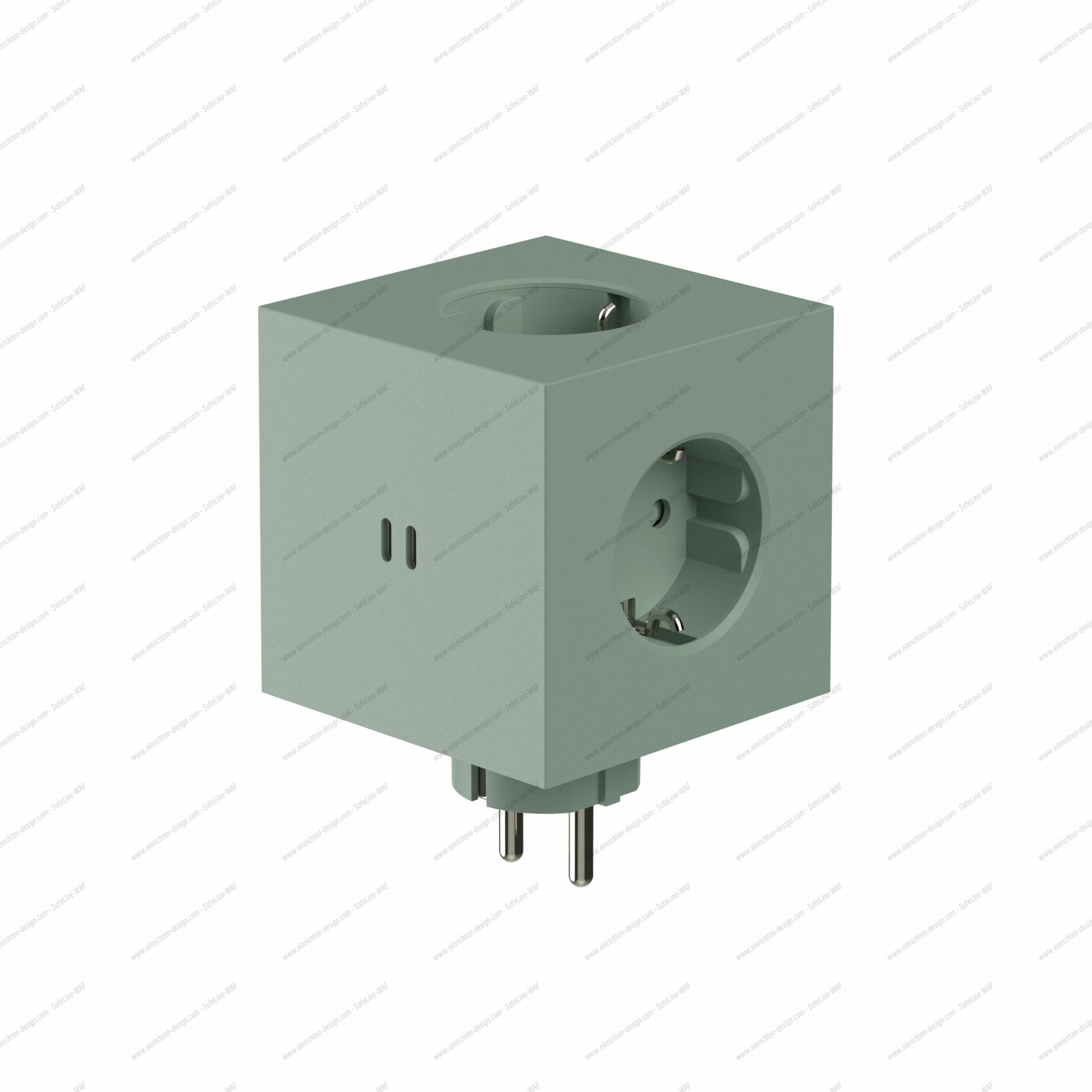 Square 2 - Avolt Socket Cube with USB-C oak green dfp Design 