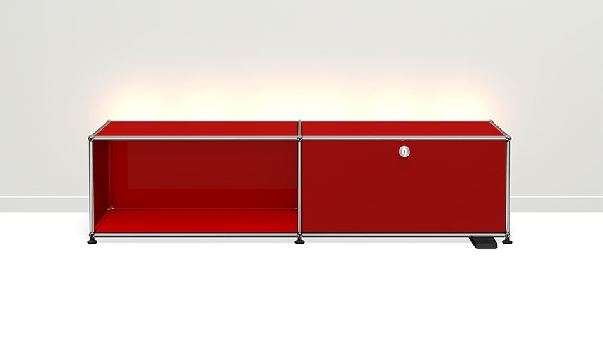 E Sideboard TV Hi Fi furniture dimmable light ruby red USM Haller