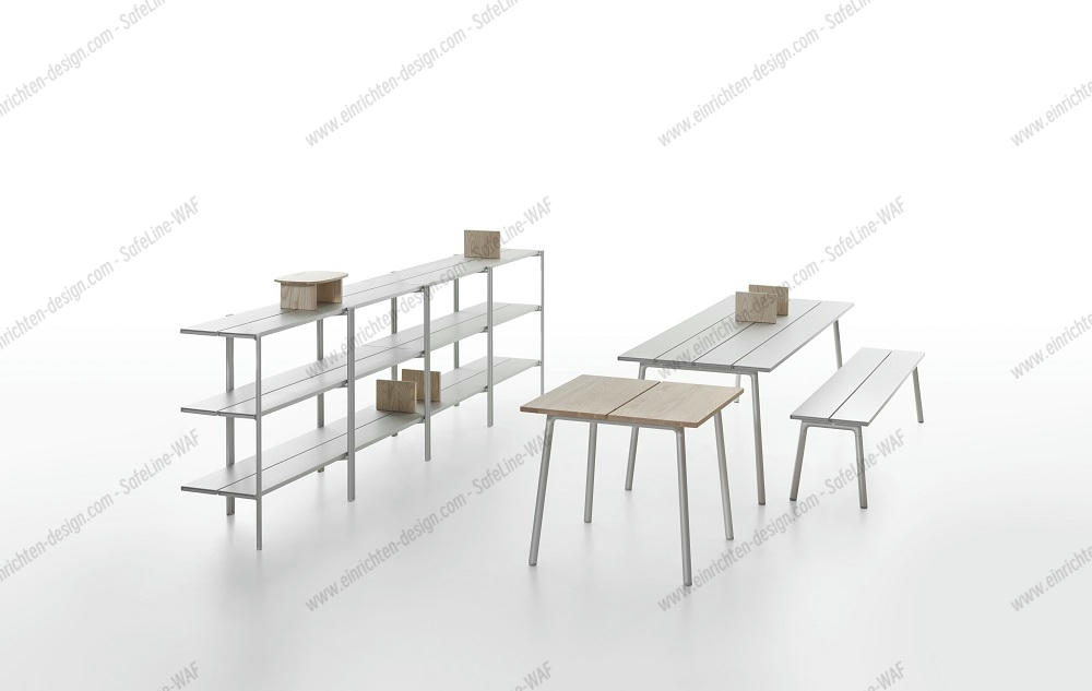 Run Shelf Regal von Emeco: Modernes Regal aus Esche und Aluminium, vielseitig und stilvoll.