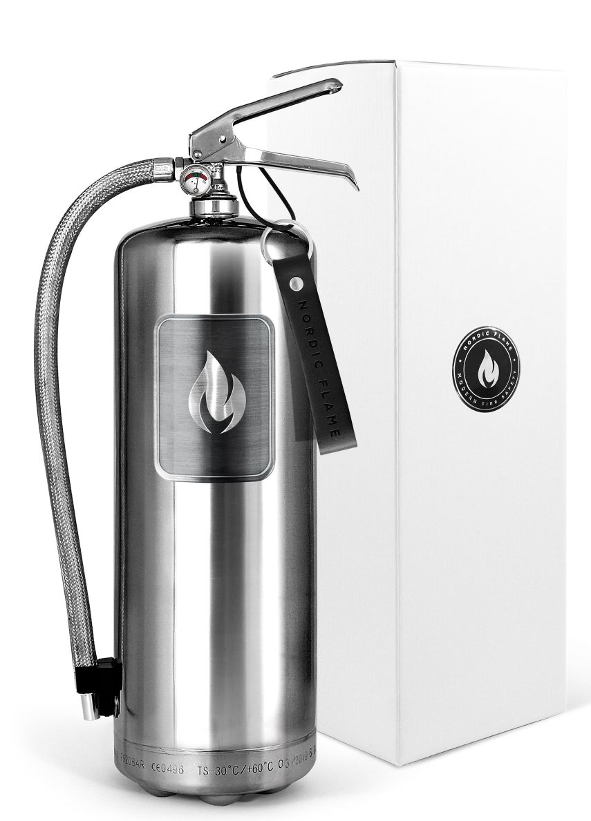 Fire extinguisher Steel Edition 6 kg polished stainless steel Nordic Flame SINGLE PIECES