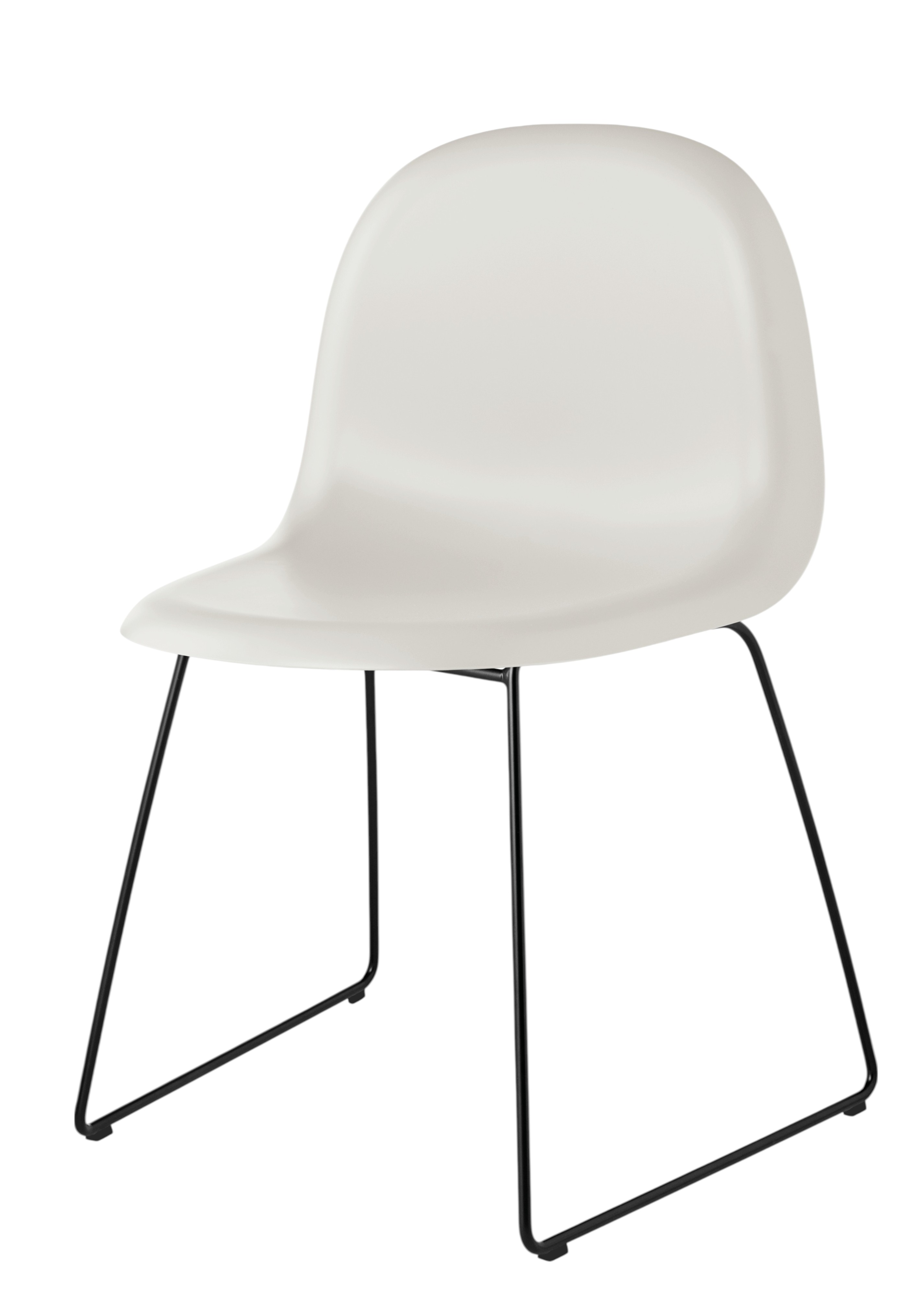 3D Dining Chair Plastic Alabaster White - Sledge base Felt Glides Gubi