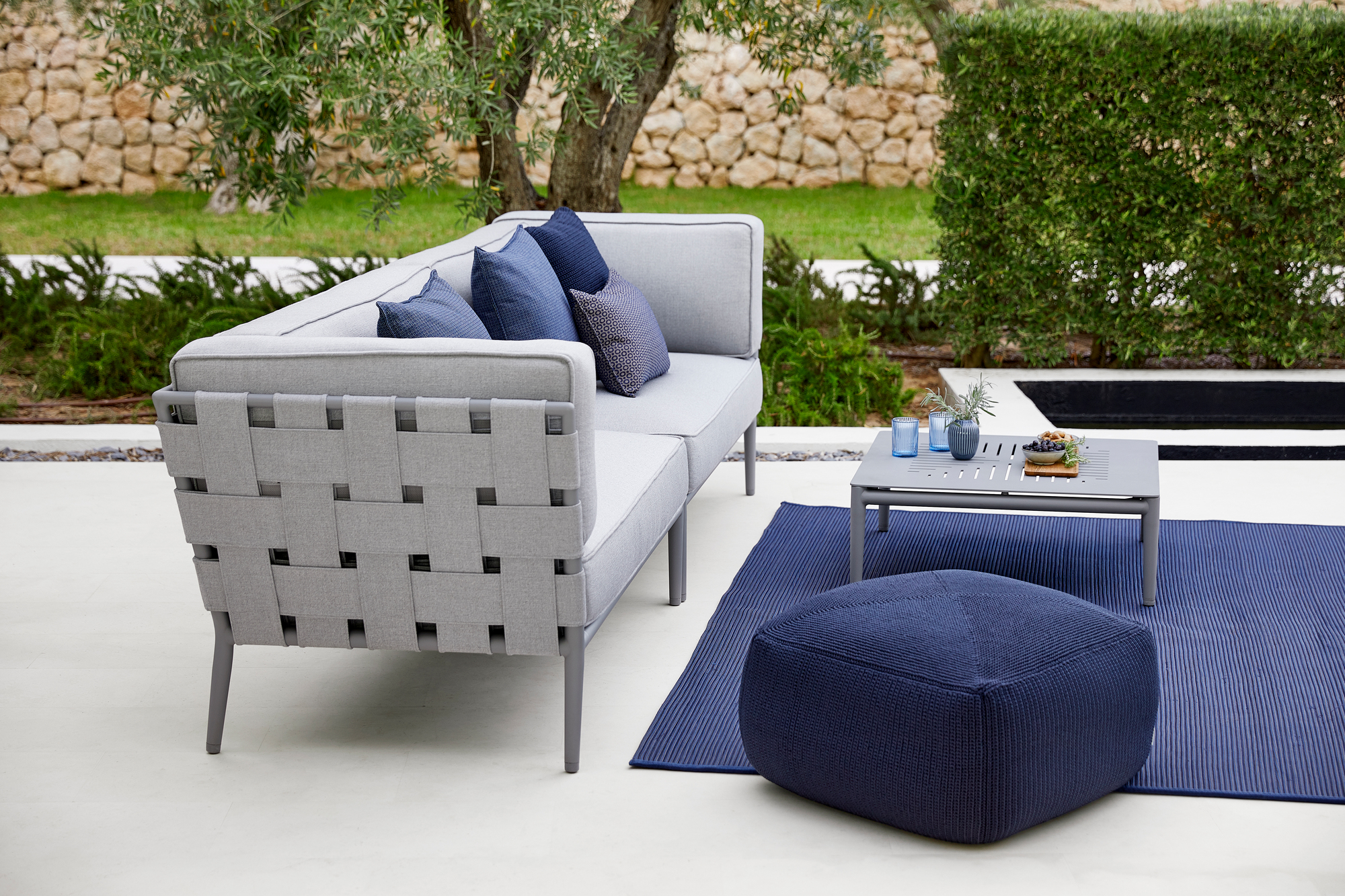 Conic AirTouch Outdoor 2-seater modular sofa right light grey Cane-Line