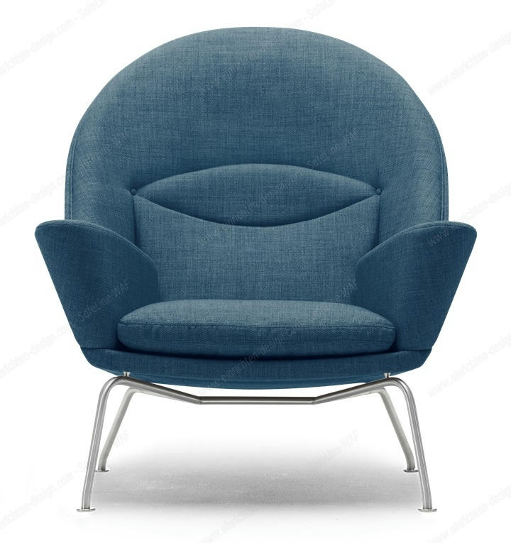 Blauer CH468 Oculus Chair Sessel von Carl Hansen & Søn mit Stahlgestell. Design Sessel.