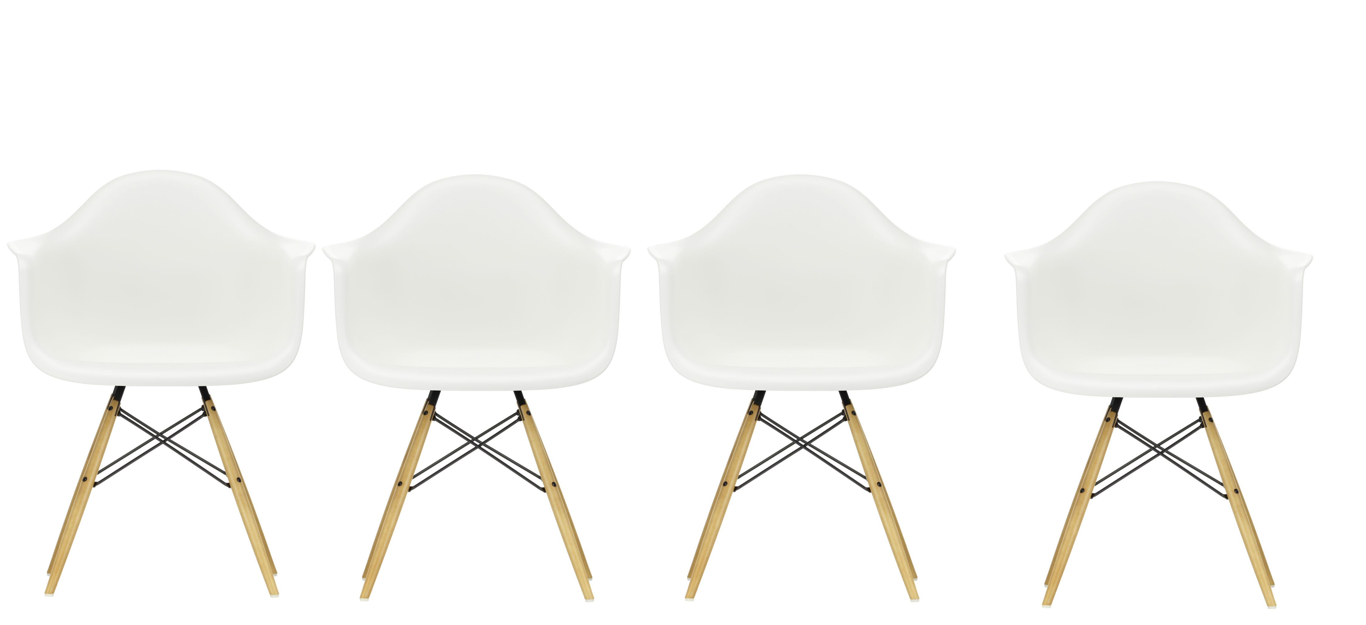 Action Eames Plastic Arm Chair DAW Chair Set of 4 Vitra
