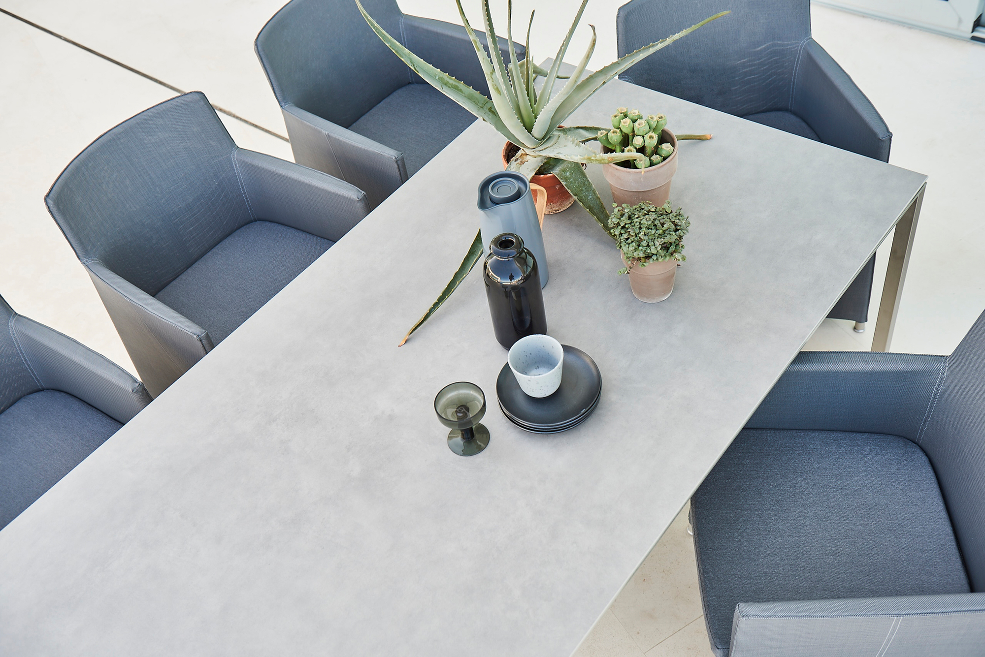 Pure Outdoor Dining table large W 280 x D 100 x H 73 cm Light grey frame Concrete grey top Cane-Line