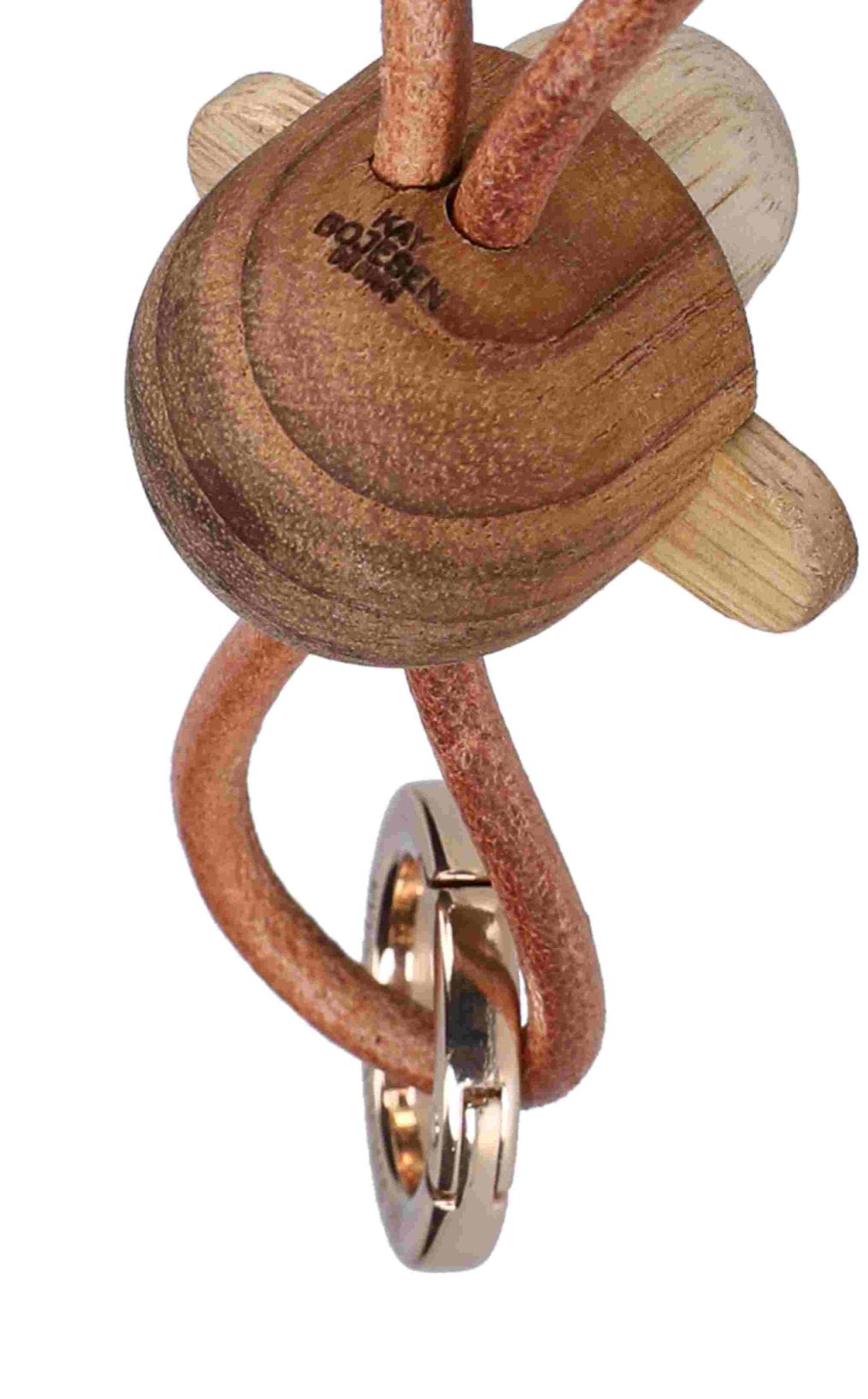 Monkey key ring gold-coloured metal with natural leather Kay Bojesen