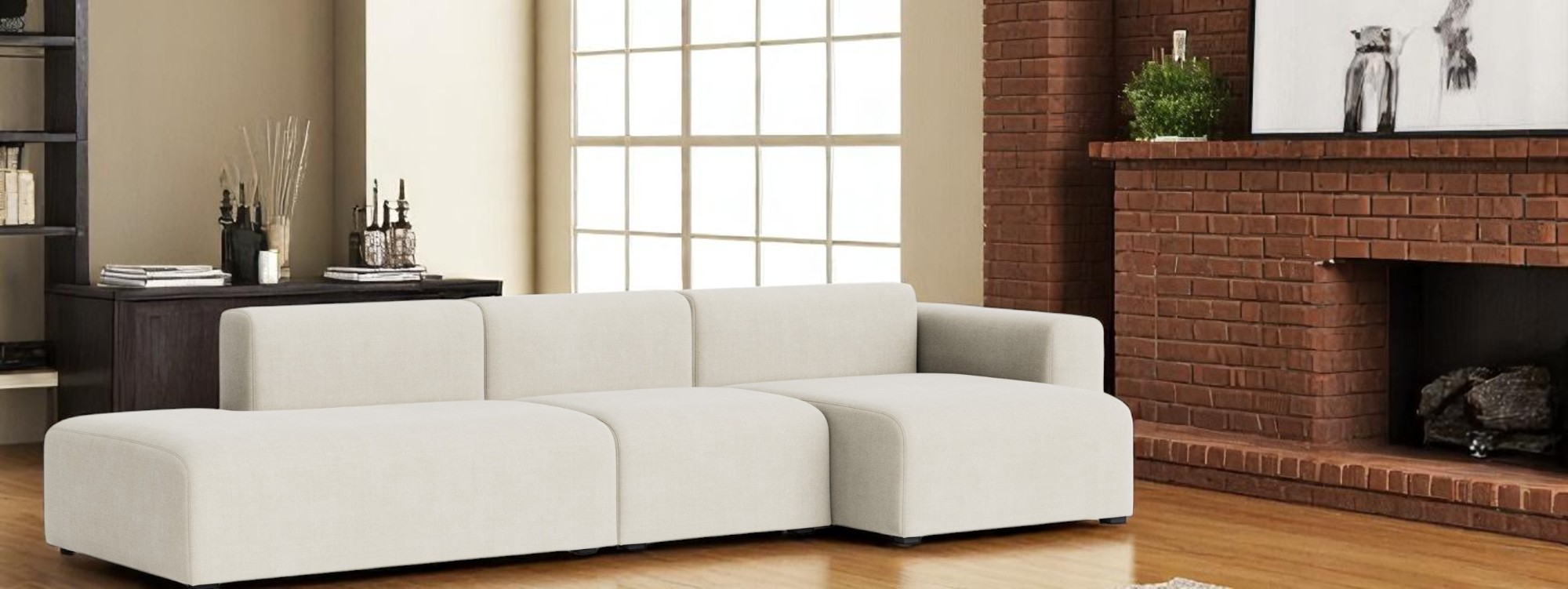 Mags Sofa 3-seater Combination 4 Low Armrest with armrest right Hay