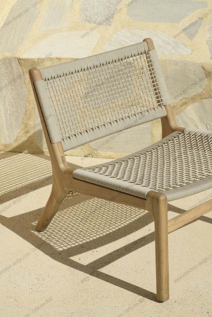 Jack Woven Lounge Chair Outdoor Teak Cord Beige Ethnicraft