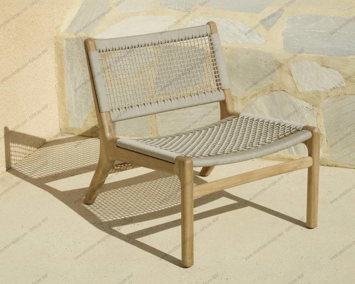 Jack Woven Lounge Chair Outdoor Teak Cord Beige Ethnicraft