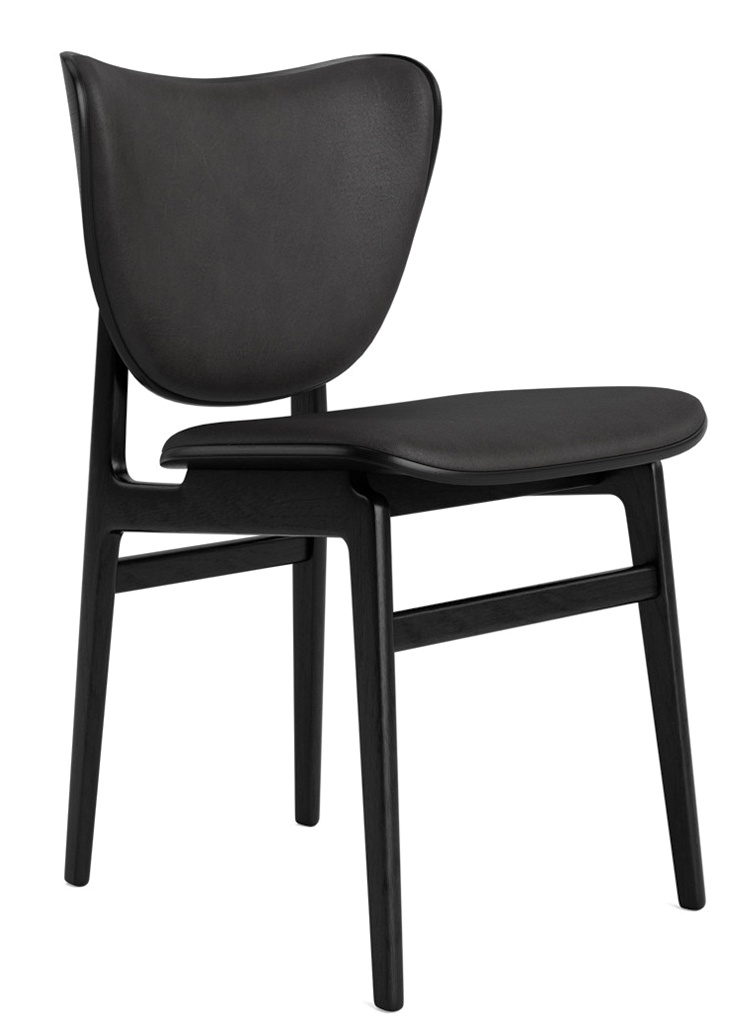 Schwarzer Elephant Dining Chair Stuhl von NORR11, Frontansicht, gepolsterter Sitz und Rückenlehne, moderner Esszimmerstuhl.
