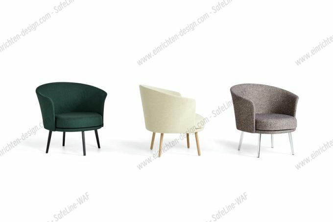 Drei Dorso Loungesessel in Grün, Beige und Multicolour mit Chromstahl-Gestell von Hay.