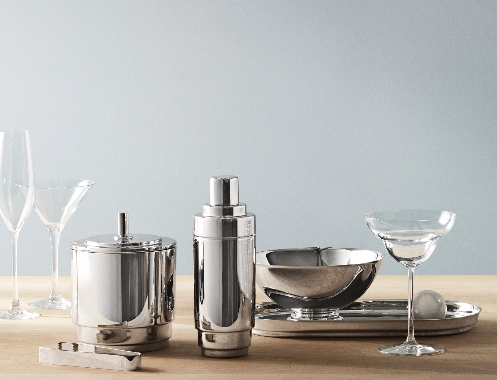 Manhattan Ice bucket with Lid and Tongs Georg Jensen SINGLE PIECES