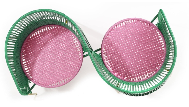 Caribe Vis a Vis Bench Outdoor ames Emerald green / bubblegum pink / curry yellow