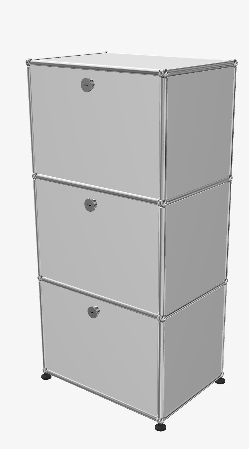 USM Haller Highboard with 2 hinged doors at the top/middle and 1 pull-out door with hanging storage at the bottom pure white display model/used furniture 