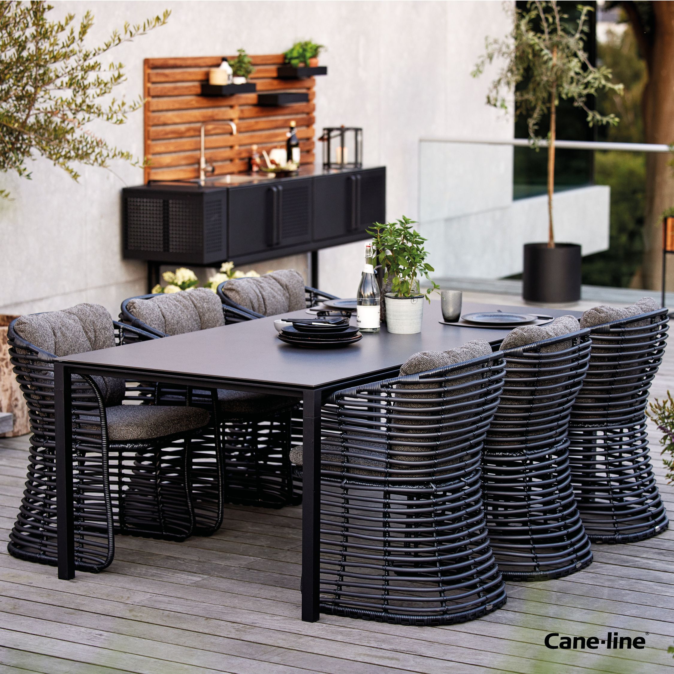 Basket Armchair Graphite Cane-Line