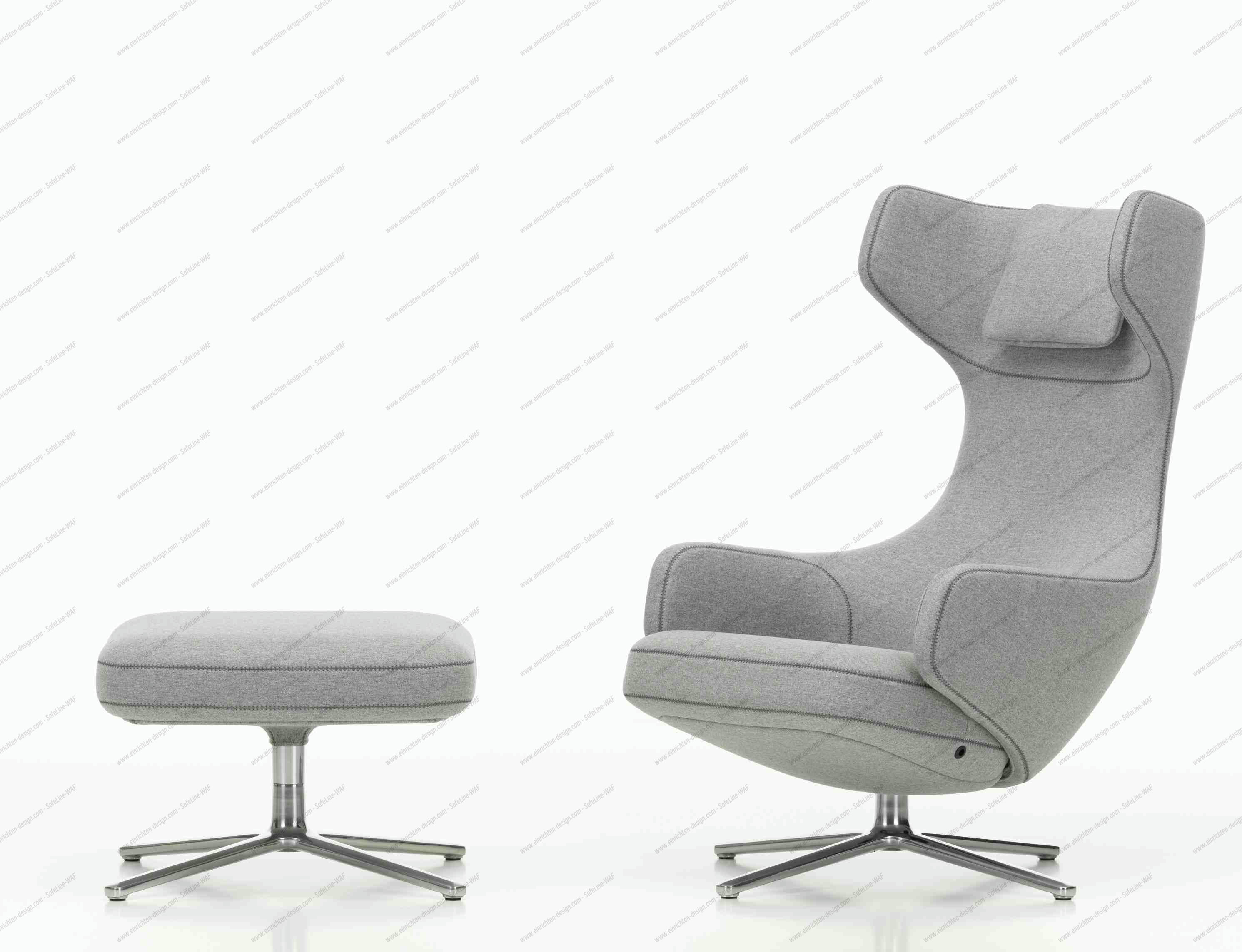 Grand Repos Armchair + Ottoman Vitra Polished Cosy Pebble