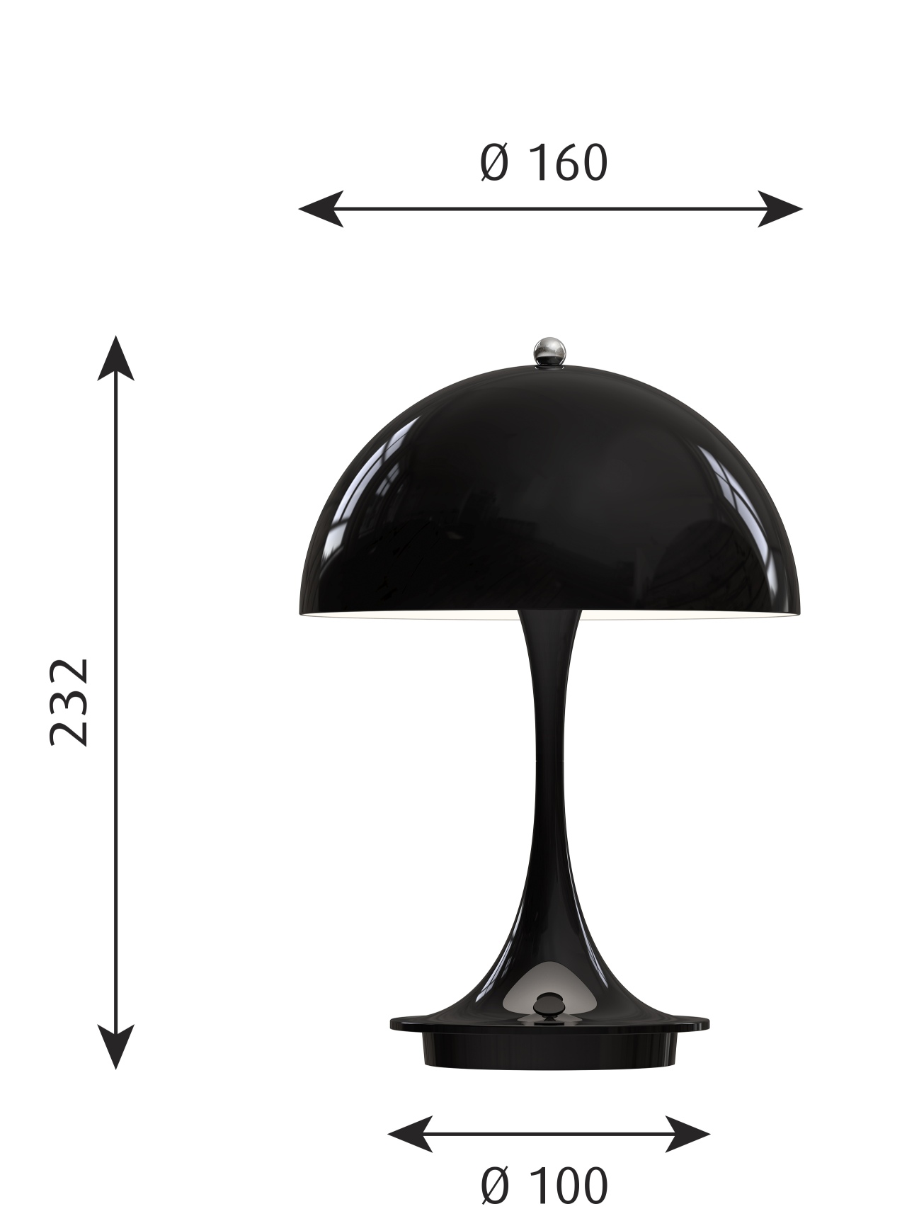 Panthella 160 Portable LED Table lamp Indoor/Outdoor Louis Poulsen Steel Black SINGLE PIECES