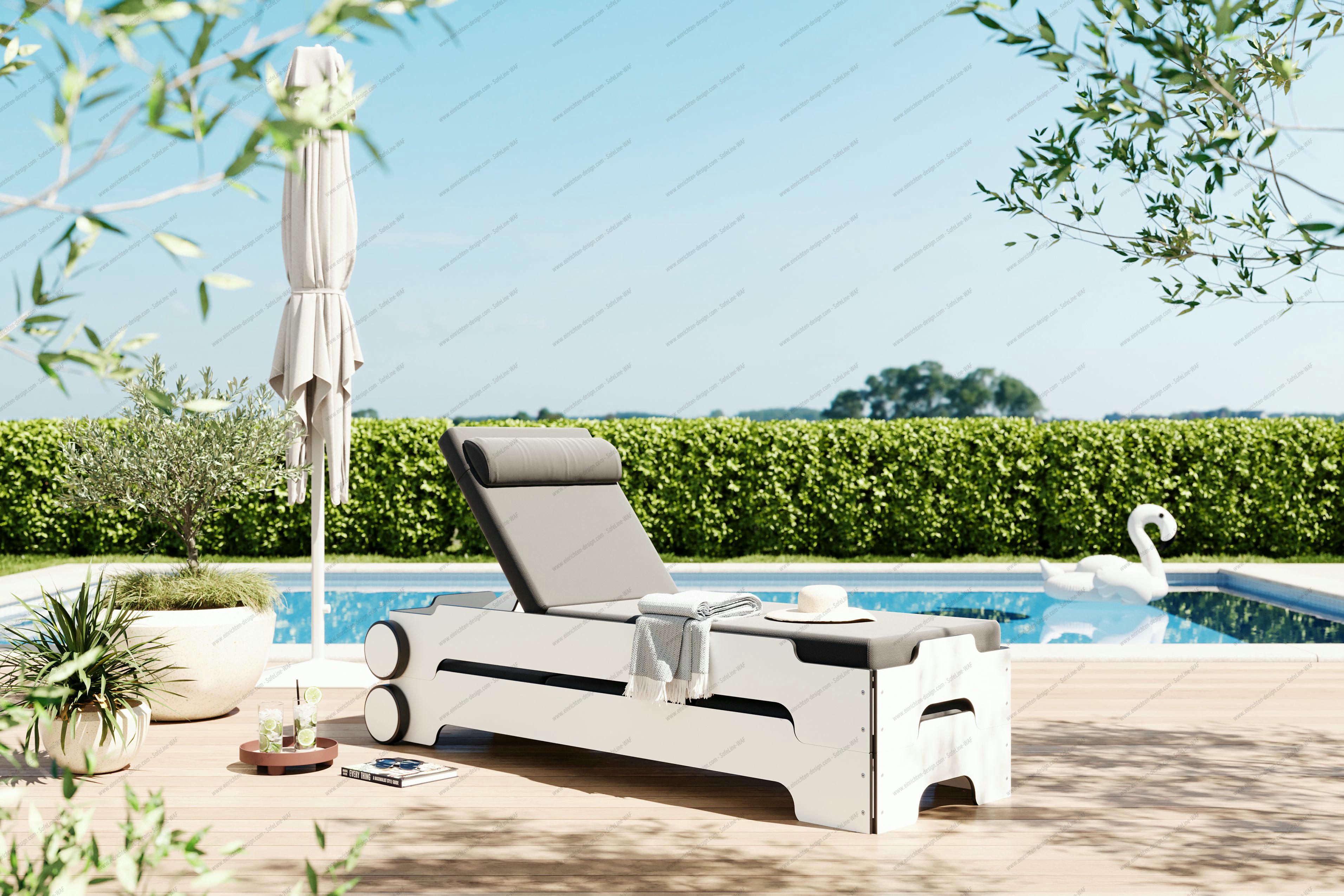 Solara Stacking Lounger incl. Wheels and Upholstery Outdoor Müller Möbelwerkstätten