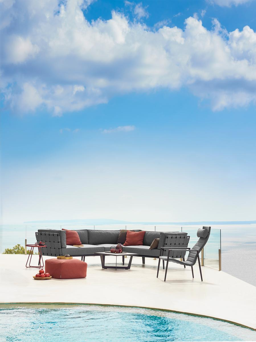 Conic Outdoor 2-Seater Modular Sofa left grey Cane-Line