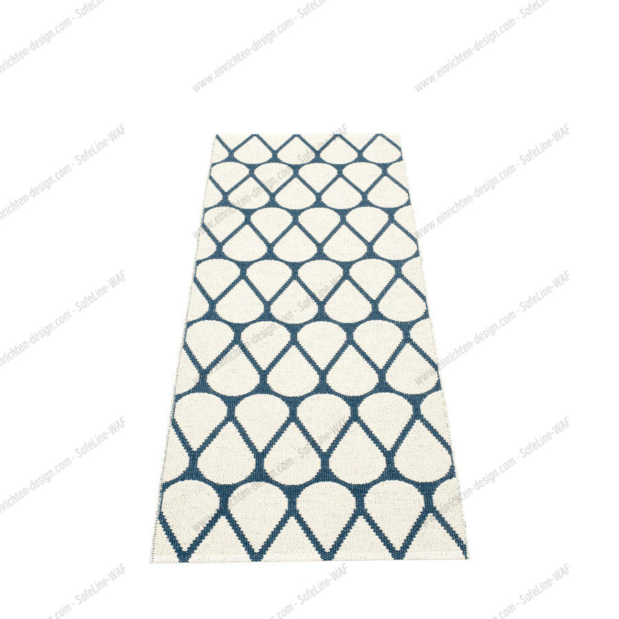 Otis Kunststoffteppich im Ocean Blau-Vanille Design mit tropfenförmigem Muster, geeignet für Innen- und Außenbereiche.