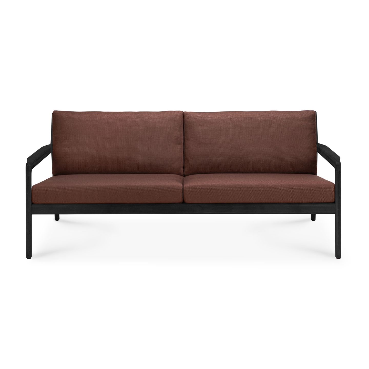 Jack Outdoor 2-seater sofa, teak, black lacquered, Burgundy Ethnicraft