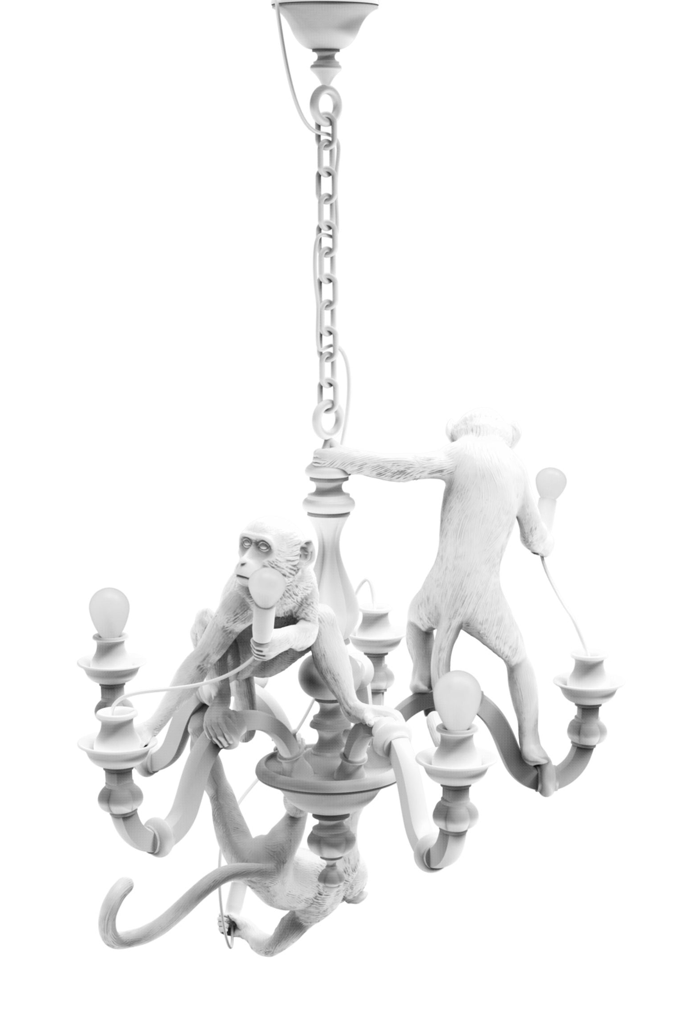 Monkey Chandelier Pendant light Seletti White