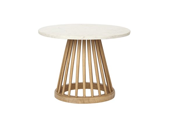 Fan Table 600 Frame Oak / Table Top White Marble Tom Dixon