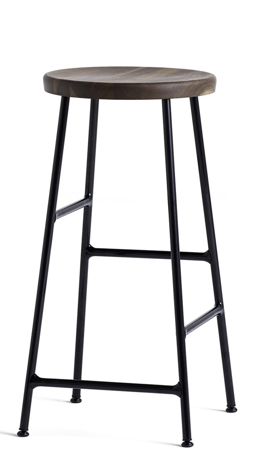 Cornet Bar Stool Low Bar Stool H 65 cm Hay Steel Soft black powder-coated / oak smoked oiled