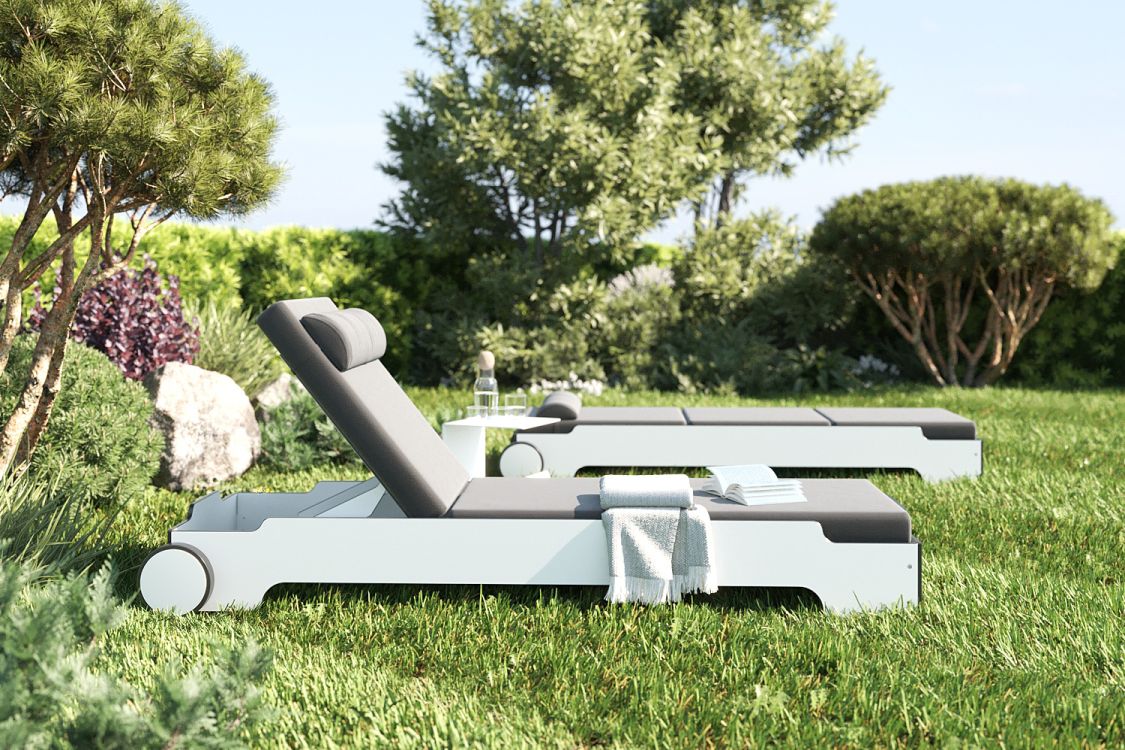 Solara Stacking Lounger incl. Wheels and Upholstery Outdoor Müller Möbelwerkstätten