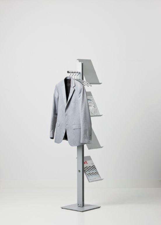 Standfree B coat stand with brochure display Cascando