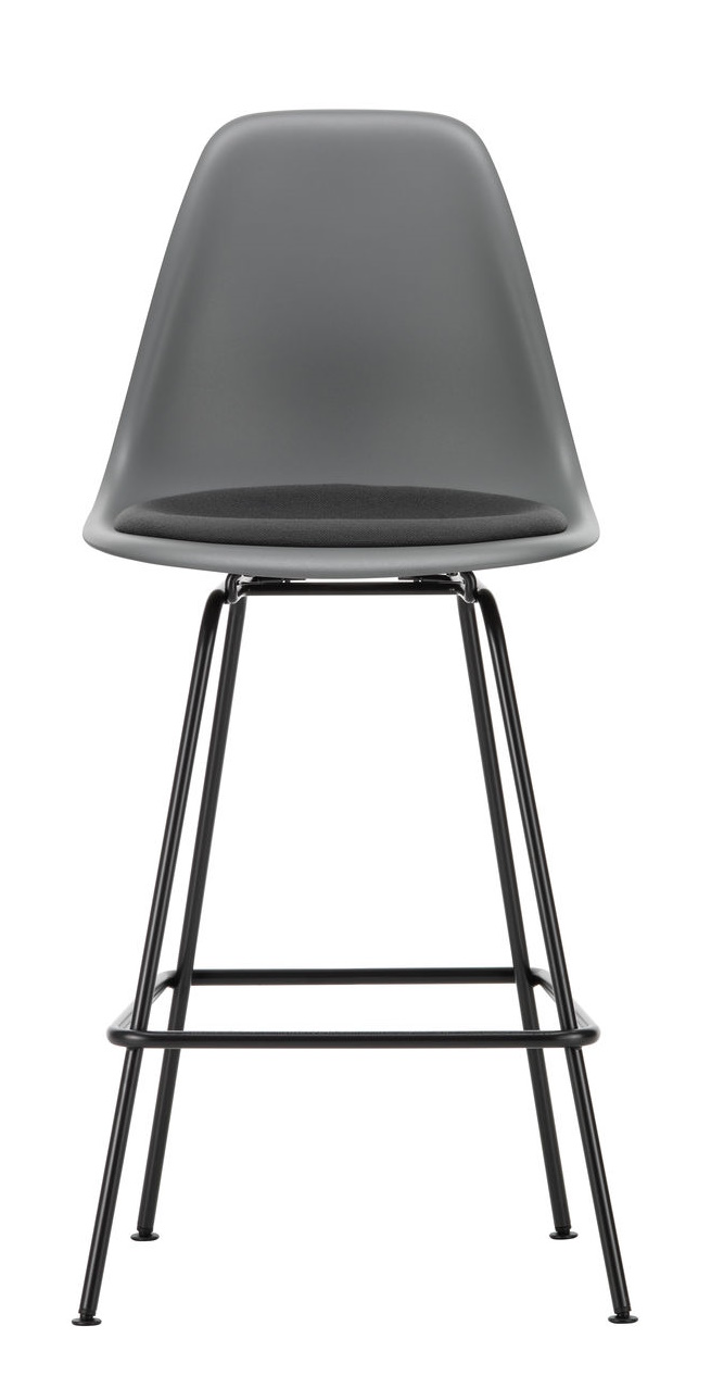 Eames Plastic Bar Stool Medium with seat cushion Vitra