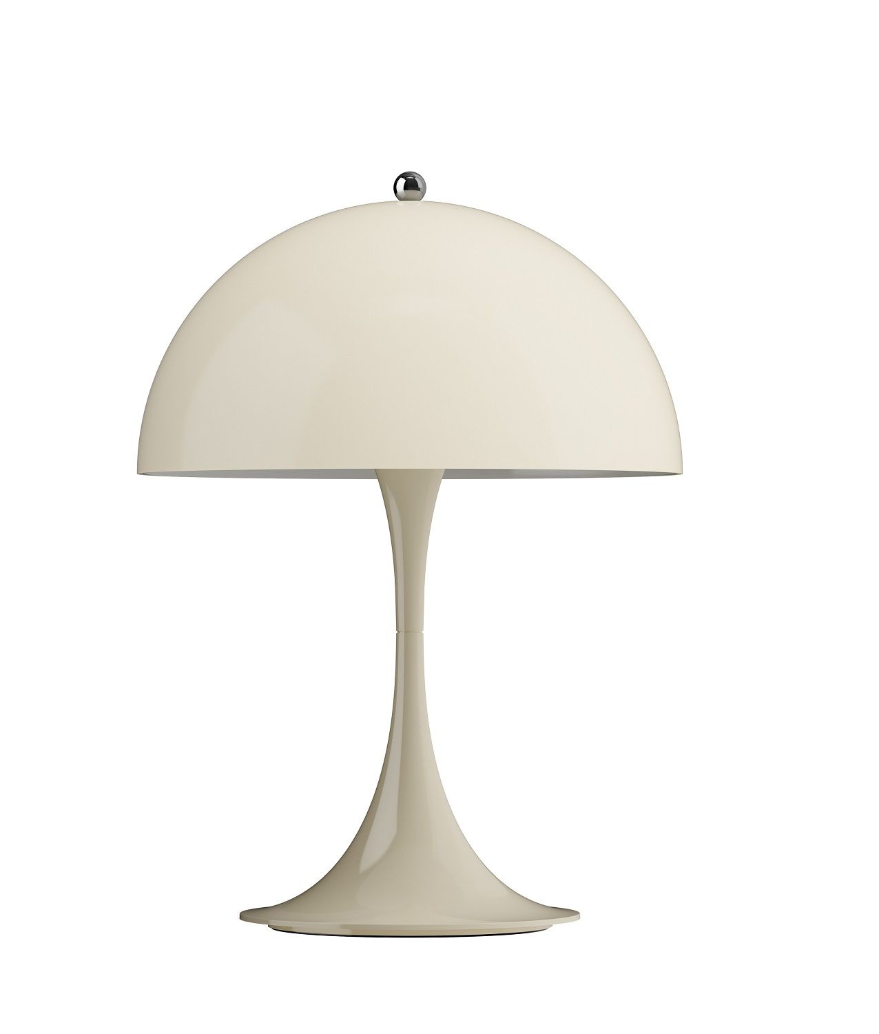 Cremefarbene Panthella Tischleuchte von Louis Poulsen, eine moderne und kabellose Akku-Tischlampe für den Innenbereich.