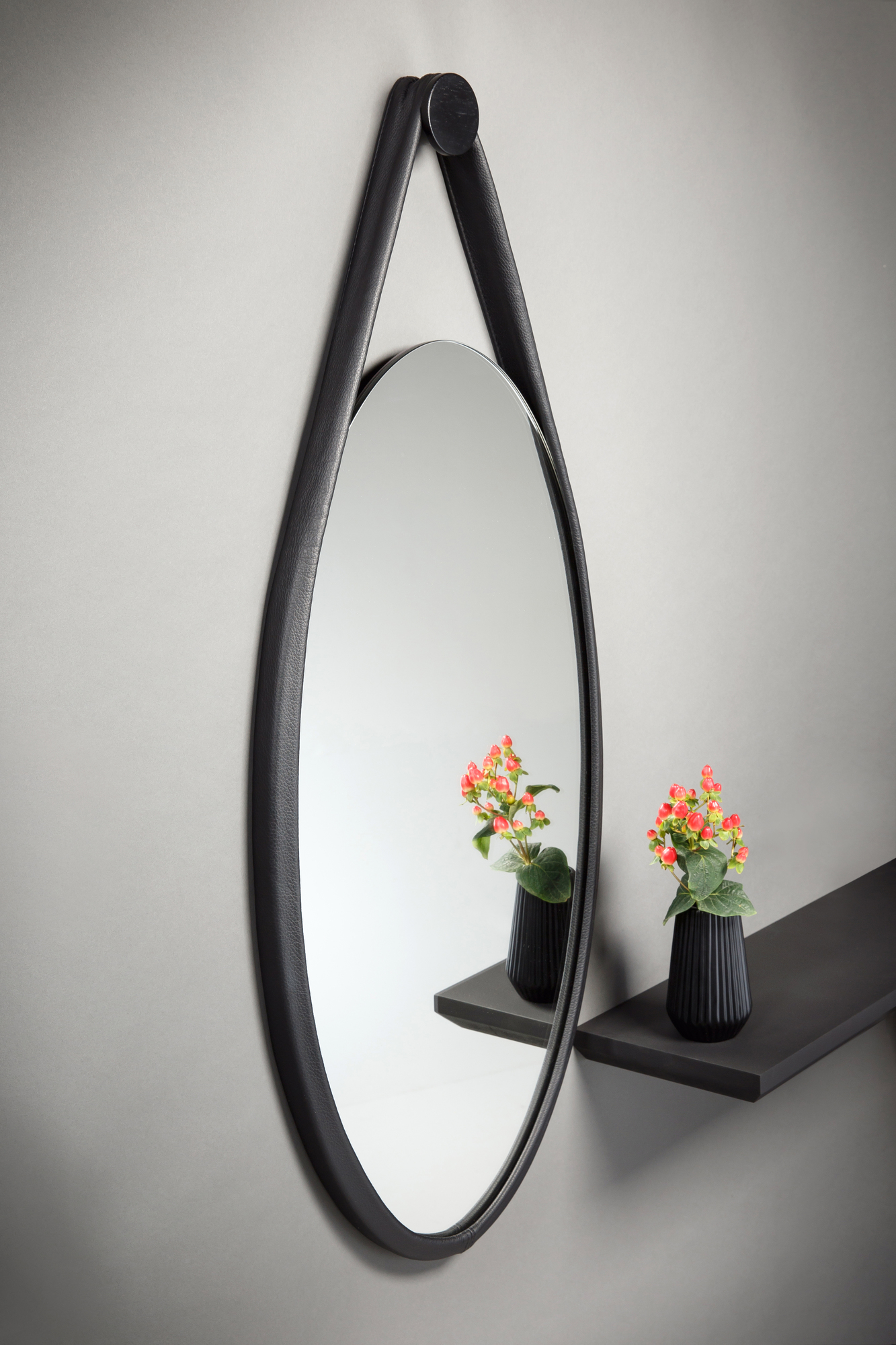 Hide Wall Mirror Black Stained Oak Favius