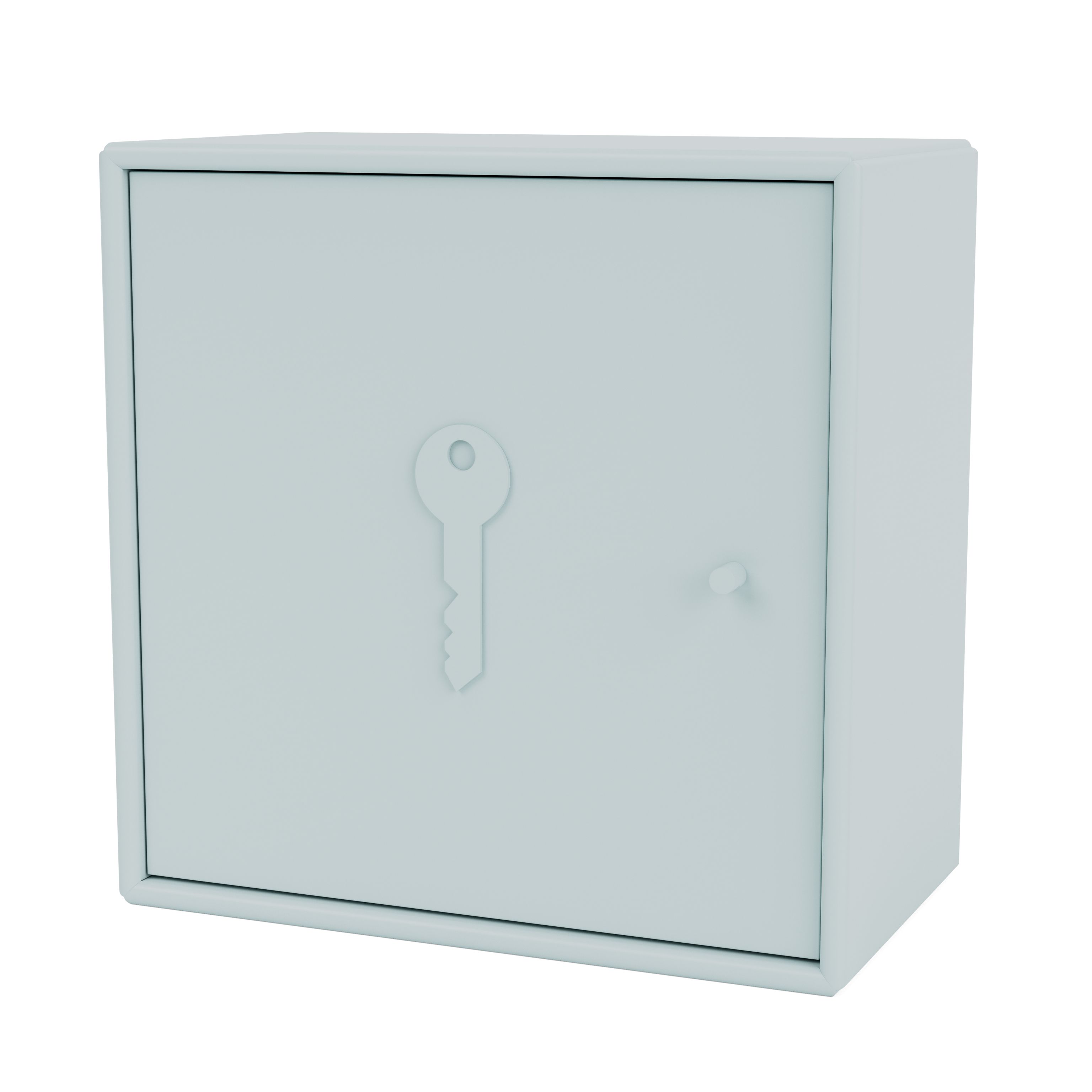 UNLOCK Schlüsselschrank Flint Montana, hellgrauer Metallschrank zur Schlüsselaufbewahrung mit Schlüssel-Symbol auf der Tür.