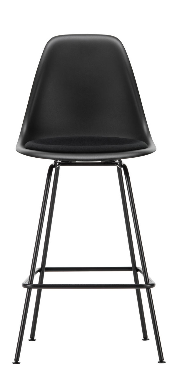 Eames Plastic Bar Stool Medium with seat cushion Vitra