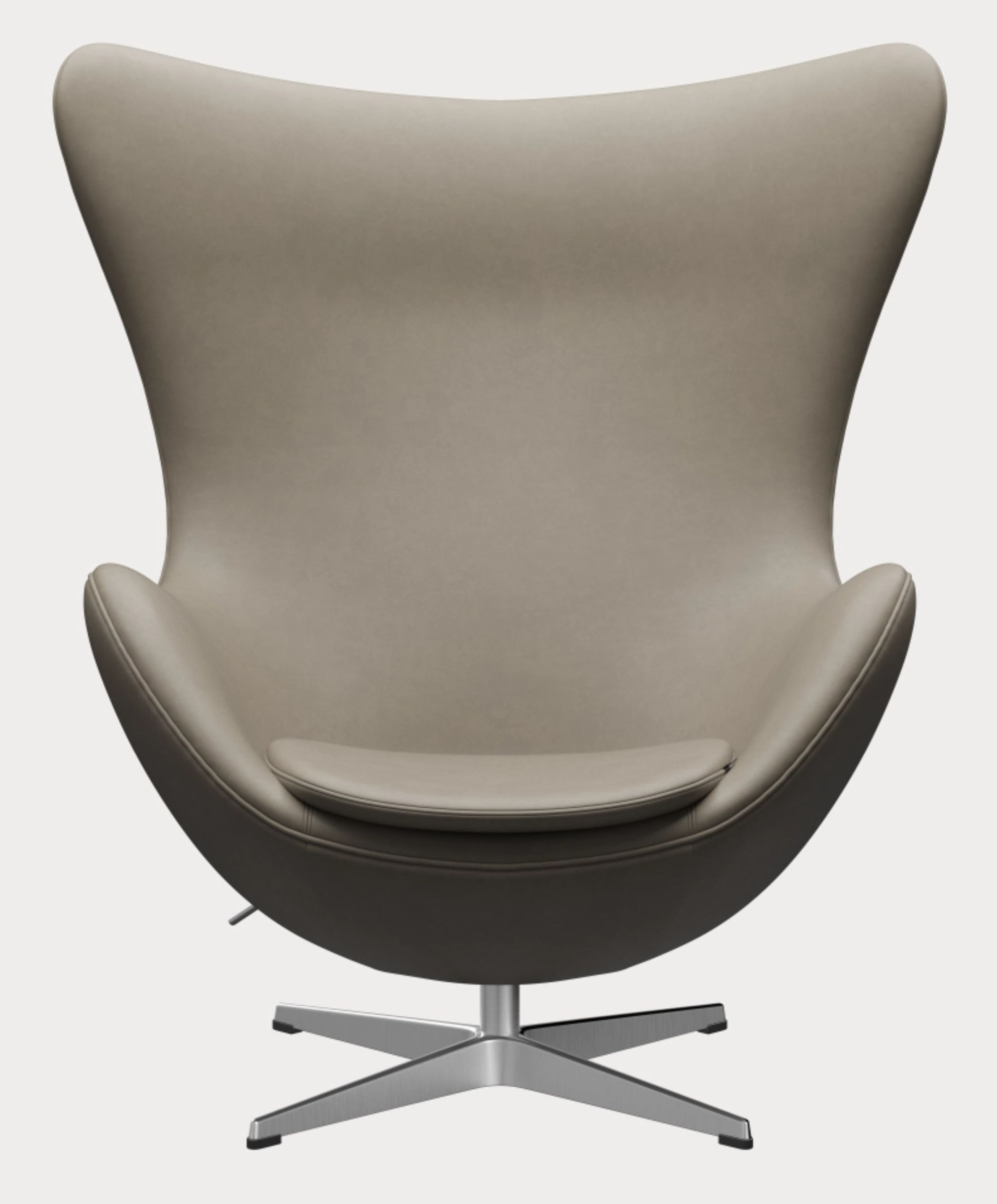 Egg Chair with Stool Action Model Essential Leather Light Grey Fritz Hansen