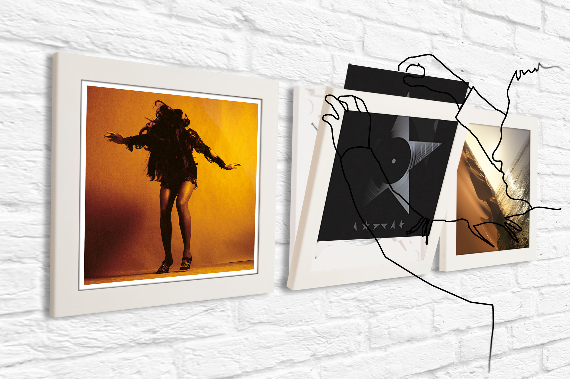 Art Vinyl record frame set of 3 Klein & More SINGLE PIECE
