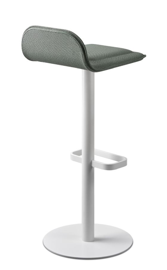 Dave Bar Stool White with Seat Cushion in Sage Moree