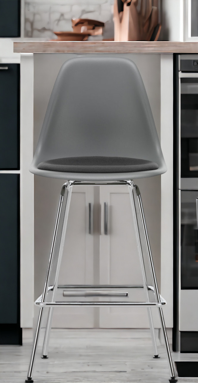 Eames Plastic Bar Stool Medium with seat cushion Vitra