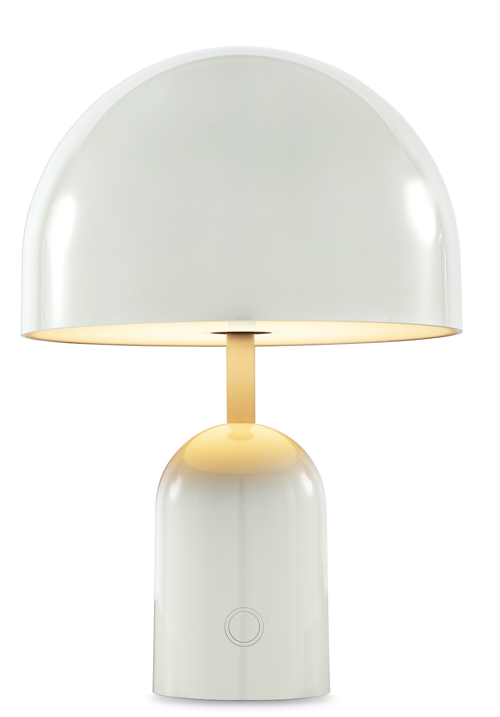 Bell Portable LED Table lamp Rechargeable lamp / Table lamp Tom Dixon Light grey Nahaufnahme der Bell Portable LED Tischleuchte von Tom Dixon in Hellgrau.