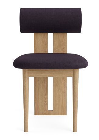Hippo Stuhl aus Eiche Natur mit lila Kvadrat Canvas Bezug, moderne Sitzmöbel.