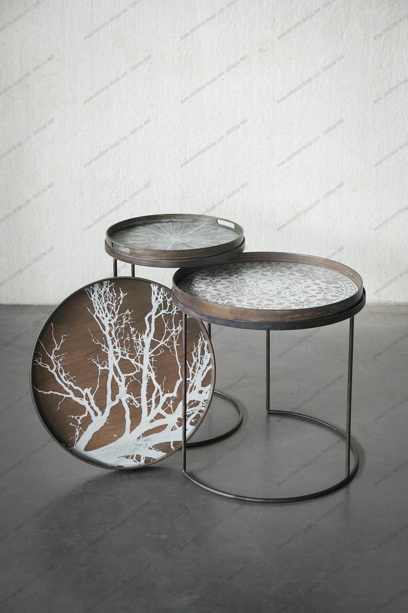 Side Table Set of 2 Black Round S/L Ethnicraft 