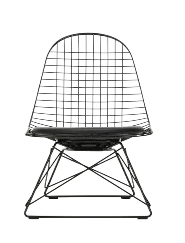 Schwarzer LKR-5 Wire Chair Stuhl von Vitra mit Sitzkissen, modernes Design für Wohnzimmer und Büro.