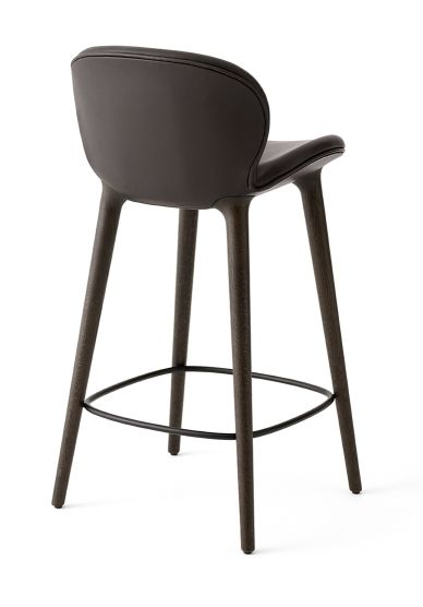 Lodge counter stool dark oak / leather dark brown Vipp