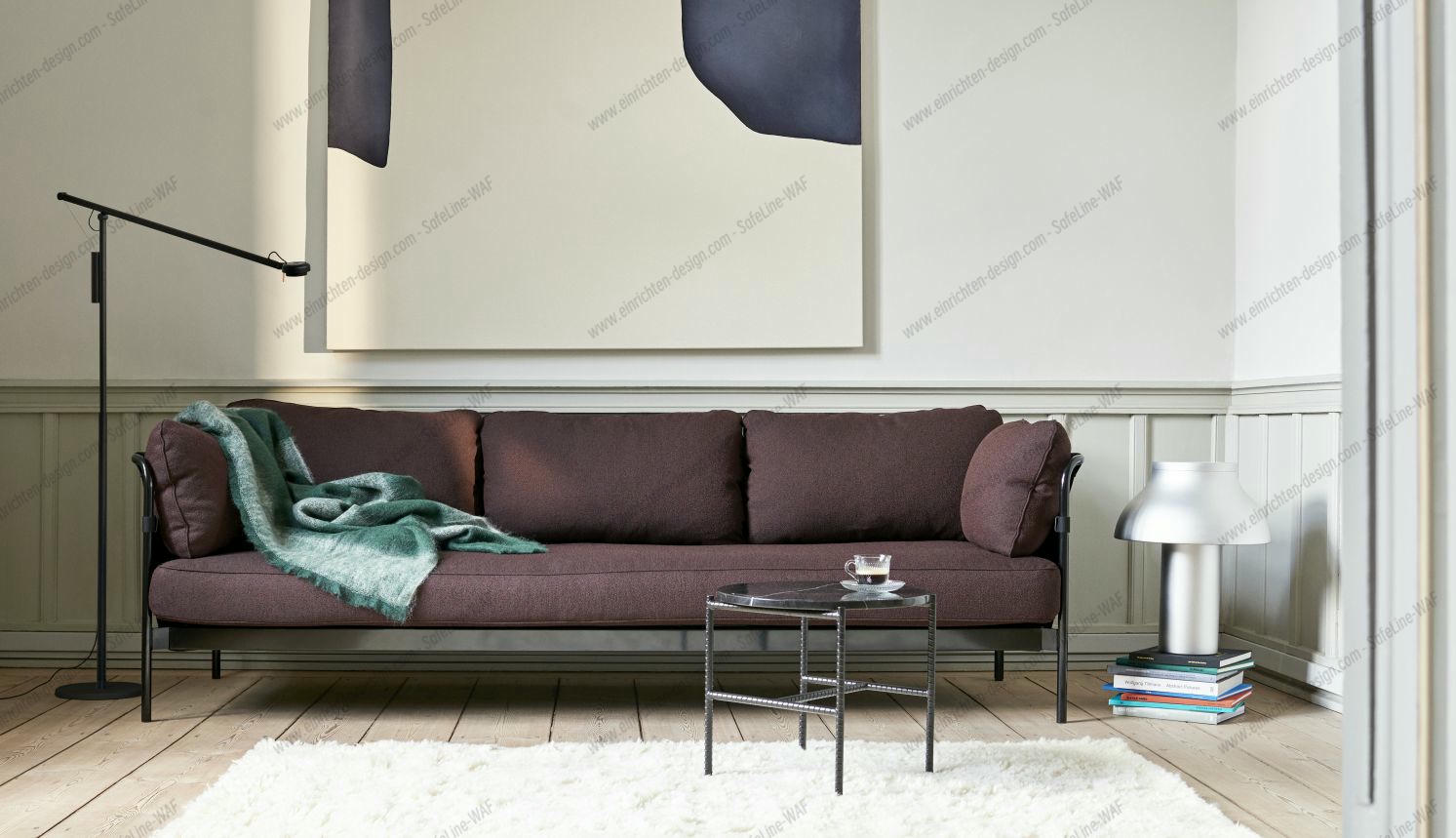 Can 3-seater sofa Hay frame chrome / canvas black / Steelcut 0975