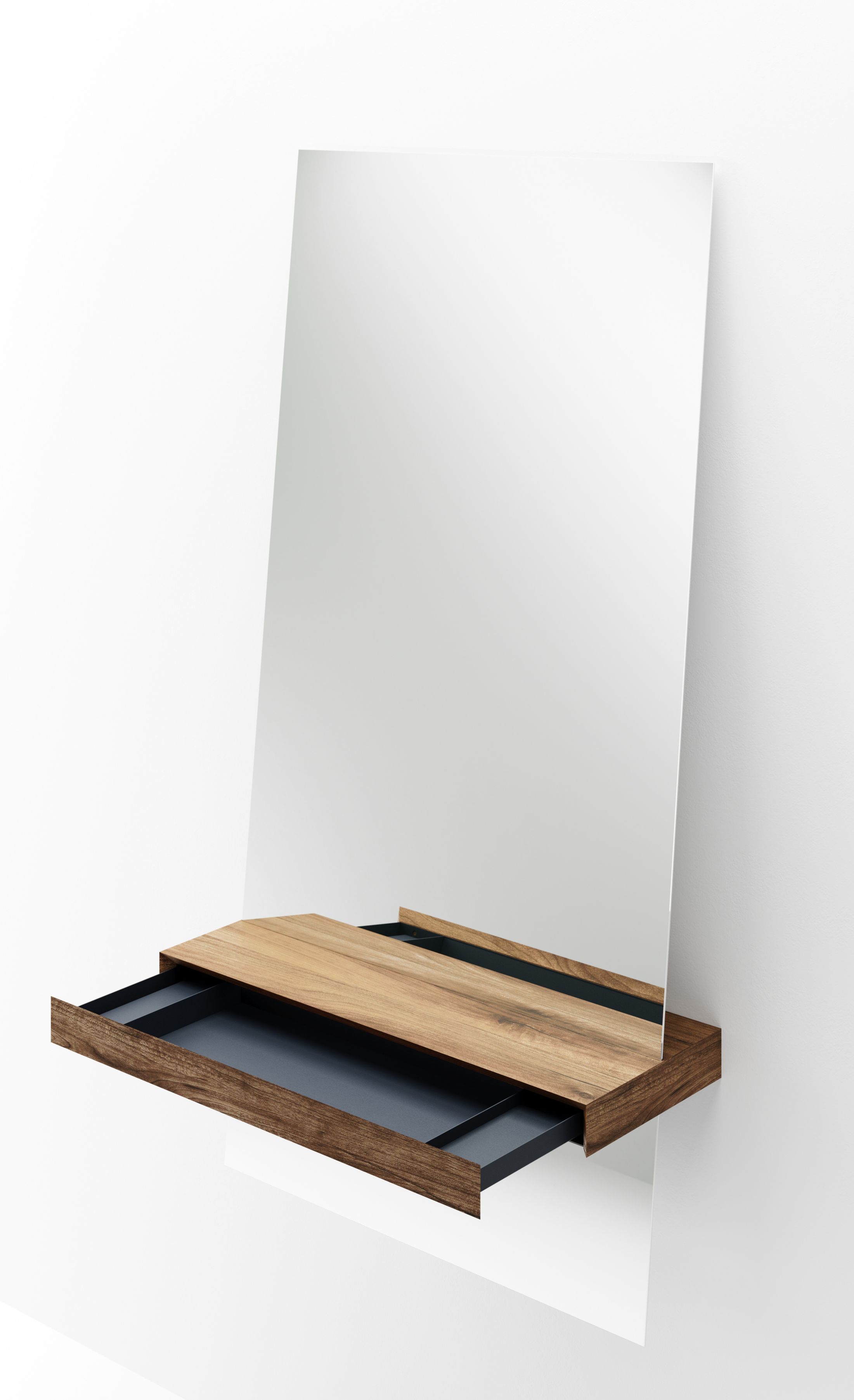Guillotine Rectangular Mirror Walnut PER/USE