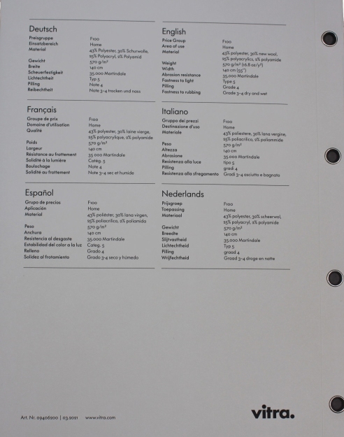 Sample Card Nubia Vitra