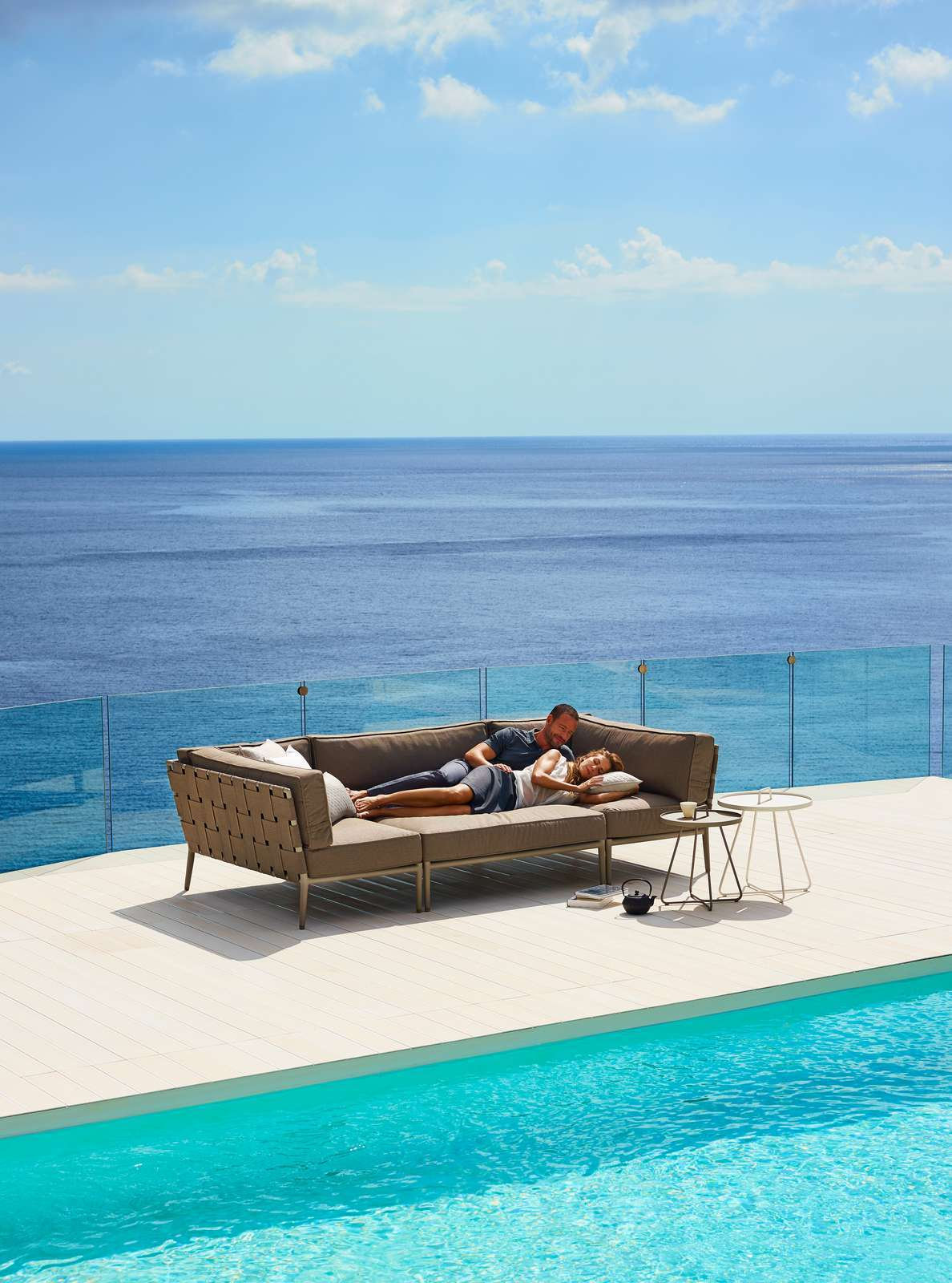 Conic Outdoor 2-Seater Modular Sofa left grey Cane-Line